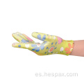 Hespax Women 13G Guantes de jardinería Pu Palm bañado